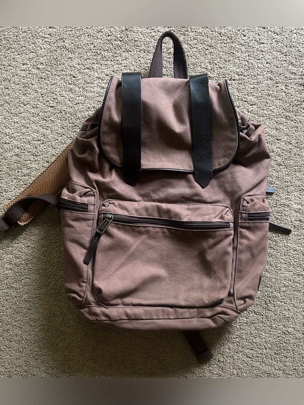 Duluth Trading Co Backpack Satchel Brown Oil Cloth Hiking Duffle Bag